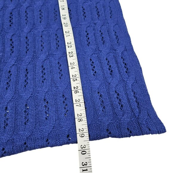 Celeste Royal Blue Wool & Cashmere‎ Open Knit Infinity Scarf Stretchy Wide Soft - Picture 3 of 4